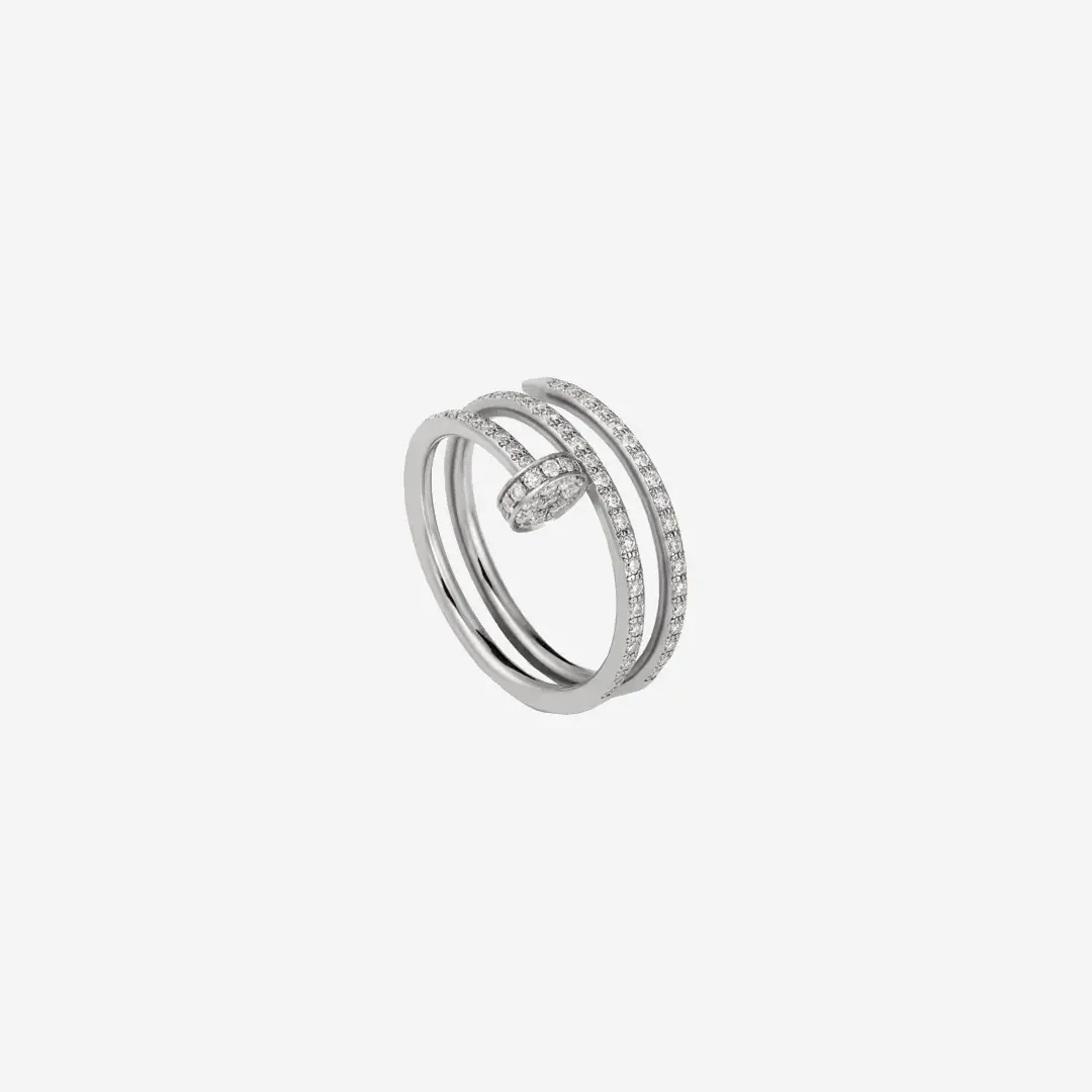 Cartier Juste un Clou ring in white gold set with diamonds