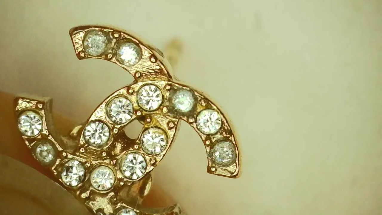 Macro photo of Swarovski crystals set in a Chanel CC costume jewelry brooch