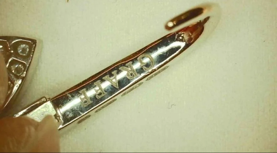 Graff brand engraving, macro