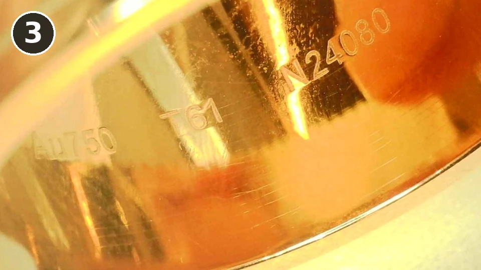 Counterfeit Boucheron Quatre ring, engraving 3: T61 followed by the serial number N24080