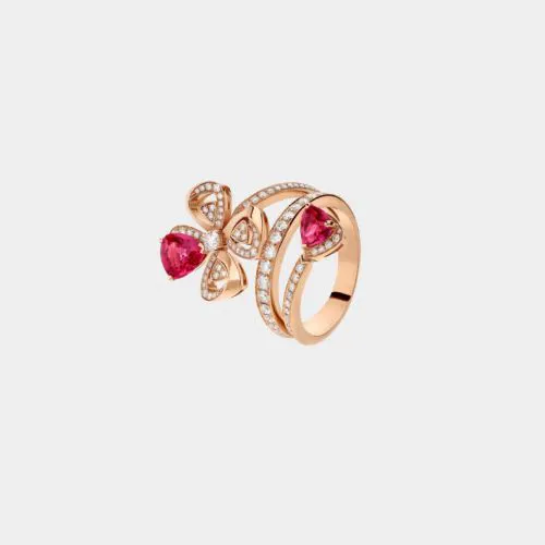 Bulgari Fiorever ring in rose gold with rubellite and diamonds