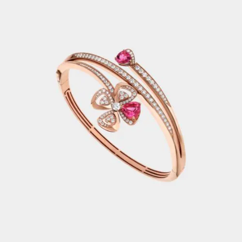 Bulgari Fiorever bracelet in rose gold with rubellite and diamonds