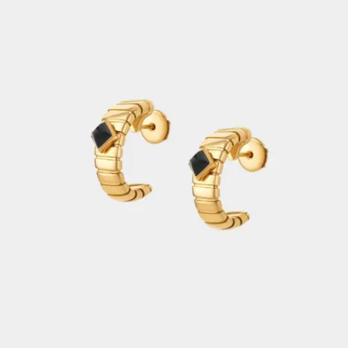 Bulgari Tubogas earrings in yellow gold with onyx