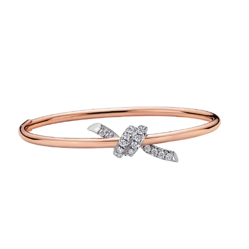 Tiffany Knot bracelet/bangle in 18k gold with pavé diamonds