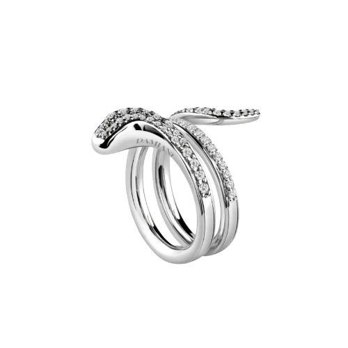 Damiani Eden snake ring in white gold with diamonds