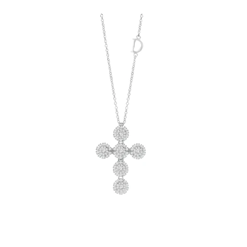 Damiani Margherita cross necklace in white gold with diamonds